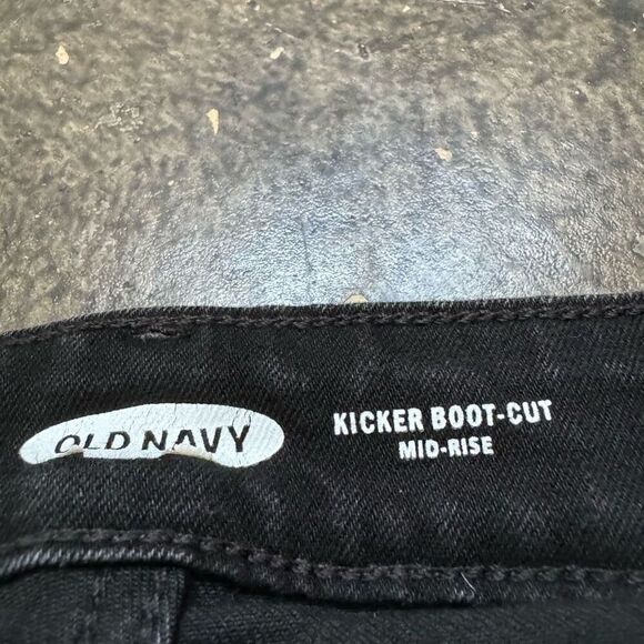 Old Navy Kicker Boot-Cut Mid-Rise Black Jeans Stretch Style Women’s 16 Short - Picture 4 of 12